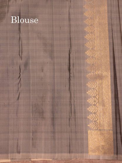 Fancy half white Pure Kanjivaram Silk Saree With Gold Zari Border
