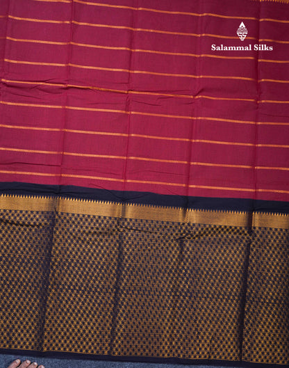 Beautiful Dark Purple Pure Sungudi Cotton Saree With Contrast Sandal Long Border