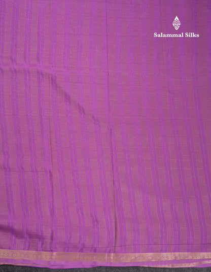 Beautiful Lavender Plain Semi Mysore Silk Saree With Small Traditional Zari Border