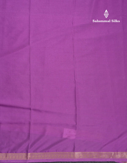 Beautiful Lavender Plain Semi Mysore Silk Saree With Small Traditional Zari Border