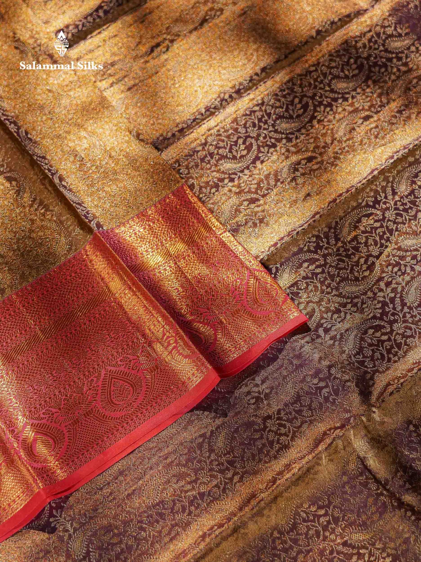Beautiful Light Violet Tissue Bridal Pure Kanjivaram Silk Saree With Contrast Peach Traditional Border