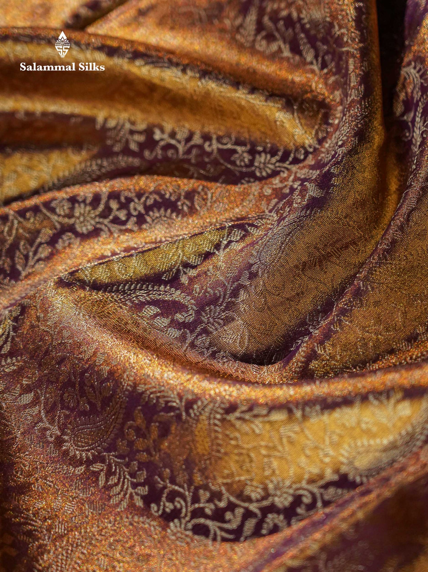 Beautiful Light Violet Tissue Bridal Pure Kanjivaram Silk Saree With Contrast Peach Traditional Border