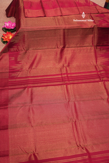 Vairaoosi Maroon Colour Pure Kanjivaram Silk Saree With Small Checks Border