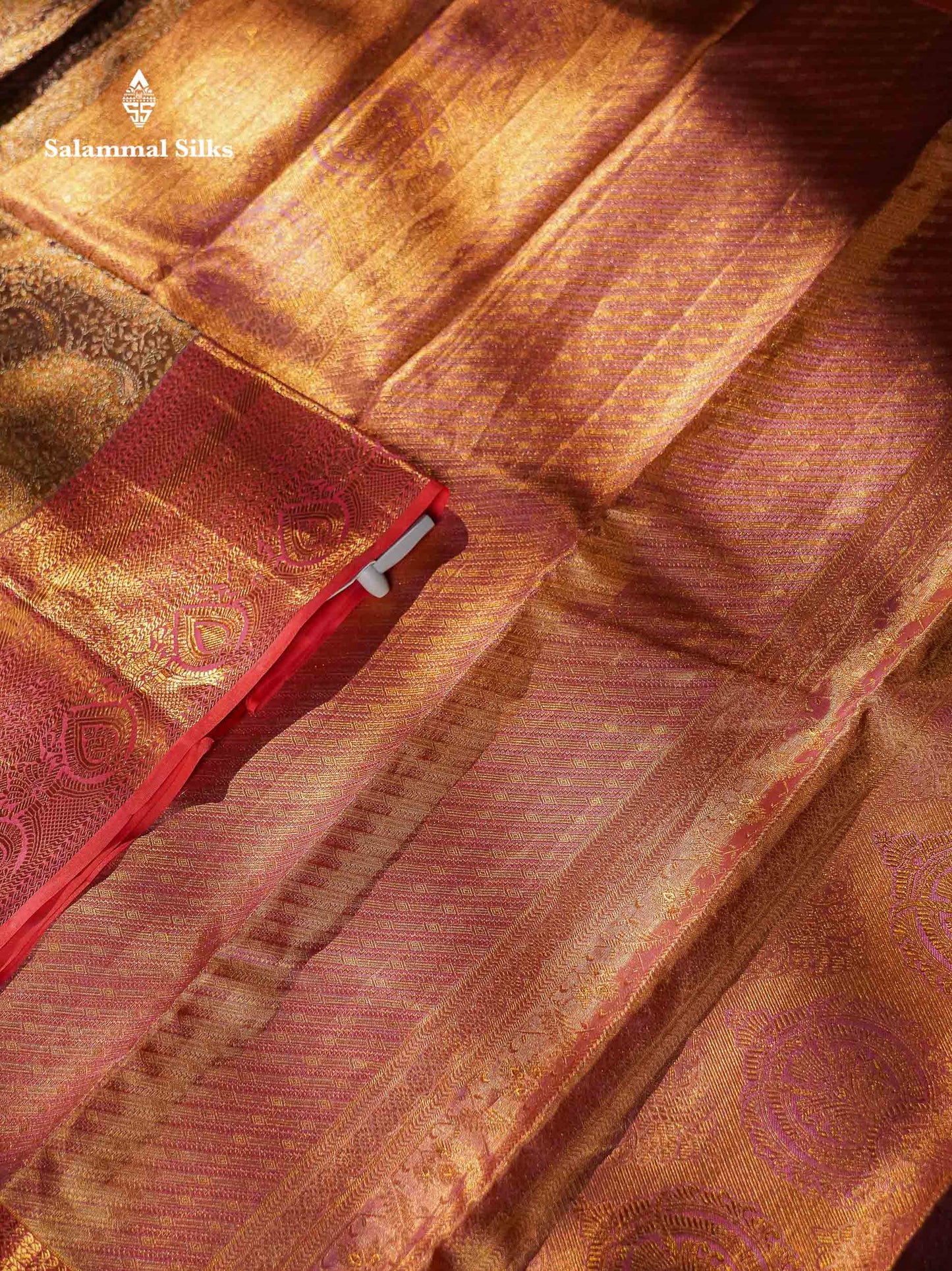 Beautiful Light Violet Tissue Bridal Pure Kanjivaram Silk Saree With Contrast Peach Traditional Border