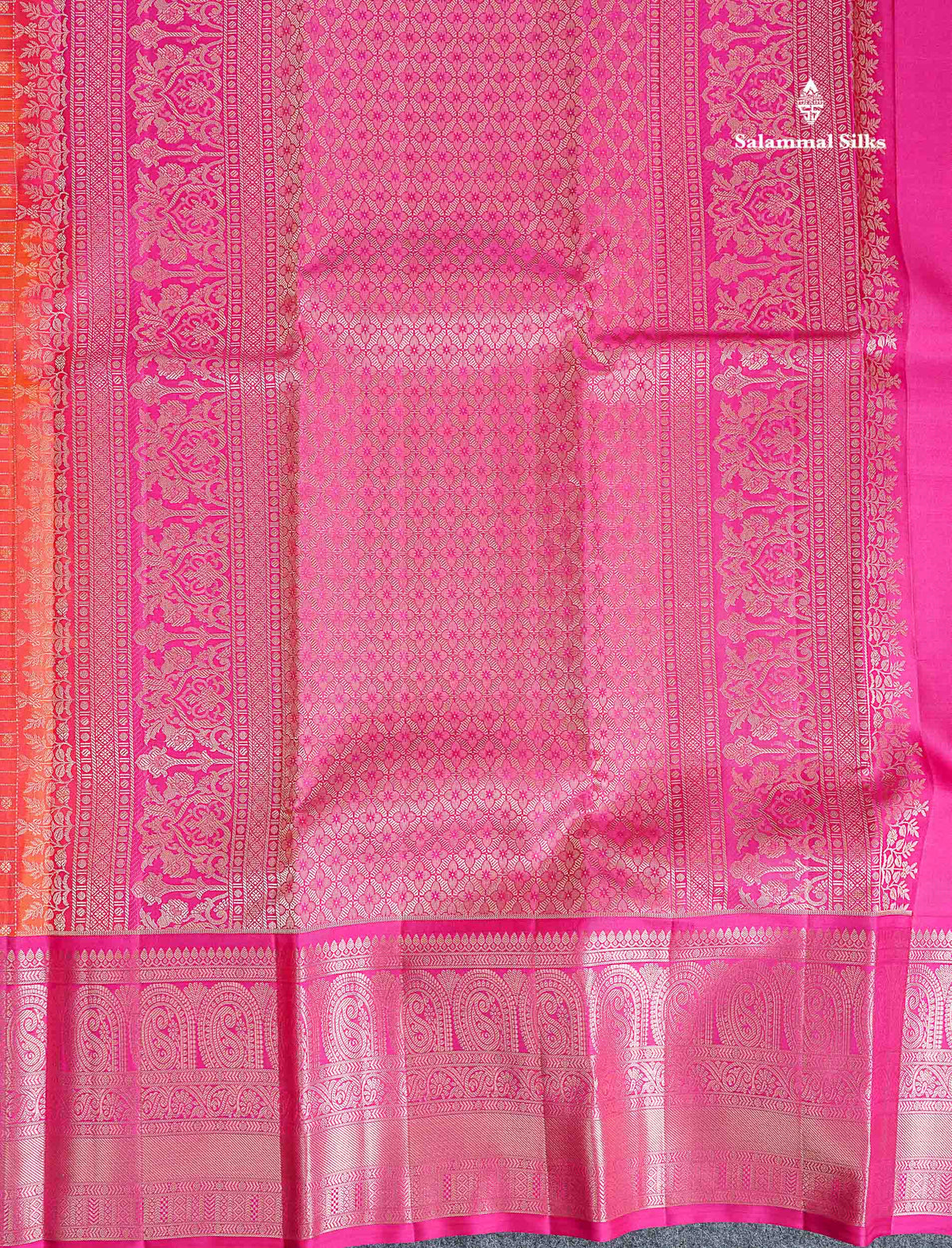 Pure Kanjivaram Silk Saree - Parrot Green Colour Body Checks With Butta & Sapphire Green Border