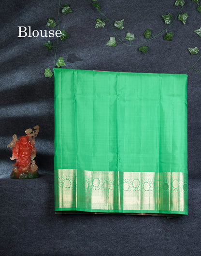 Pure Silk Pattu Pavadai (Dual Tone Violet) With Contrast Green Blouse 44.5"