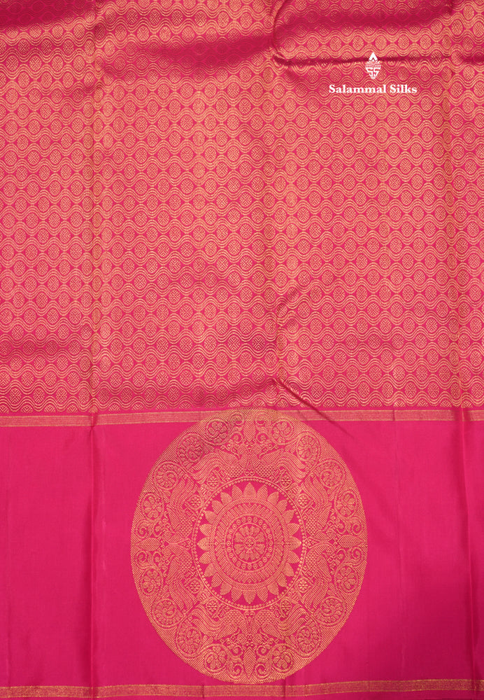 Pinkish Orange Colour Pure Kanjivaram Silk Saree With Pink Border