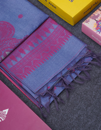 Light Violet Semi Tussar Fancy Saree With Fancy Border