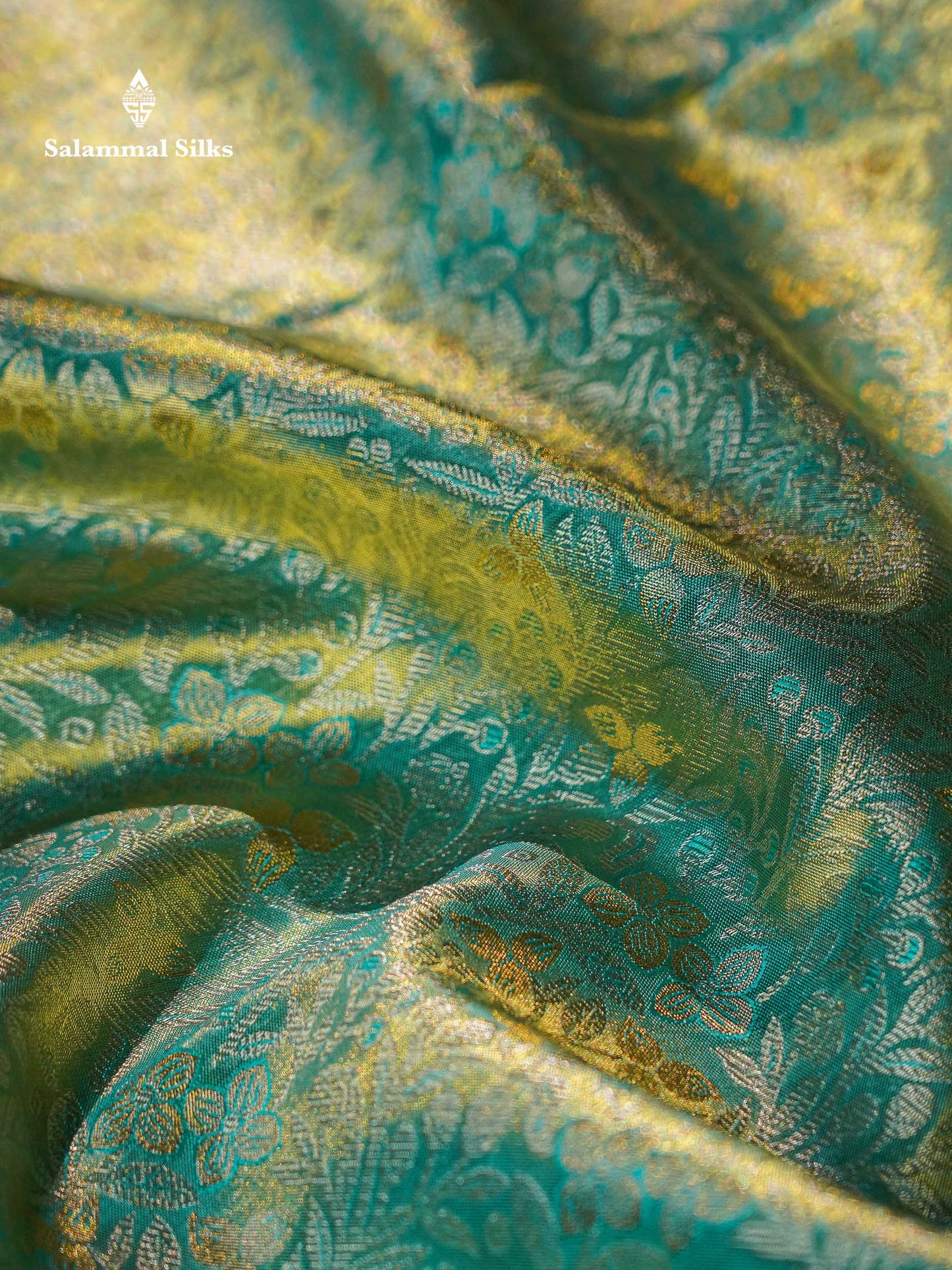 Pastel Blue Tissue Bridal Pure Kanjivaram Silk Saree With Contrast Sky Blue Border