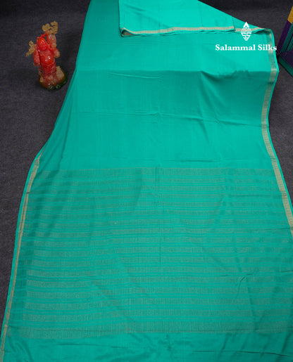 Beautiful Violet Plain Semi Mysore Silk Saree With Small Traditional Zari Border