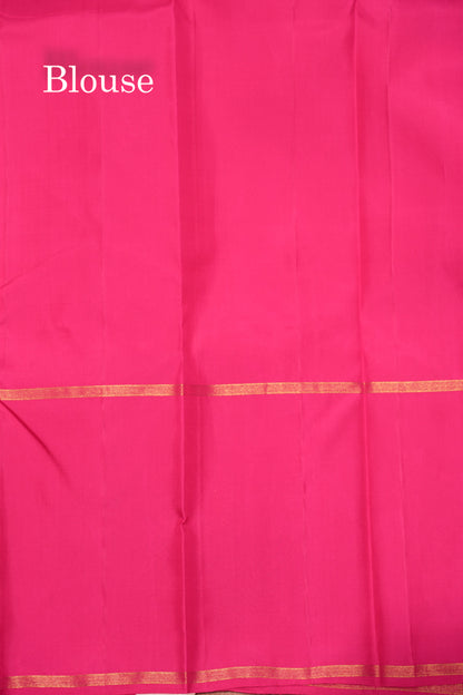Pinkish Orange Colour Pure Kanjivaram Silk Saree With Pink Border