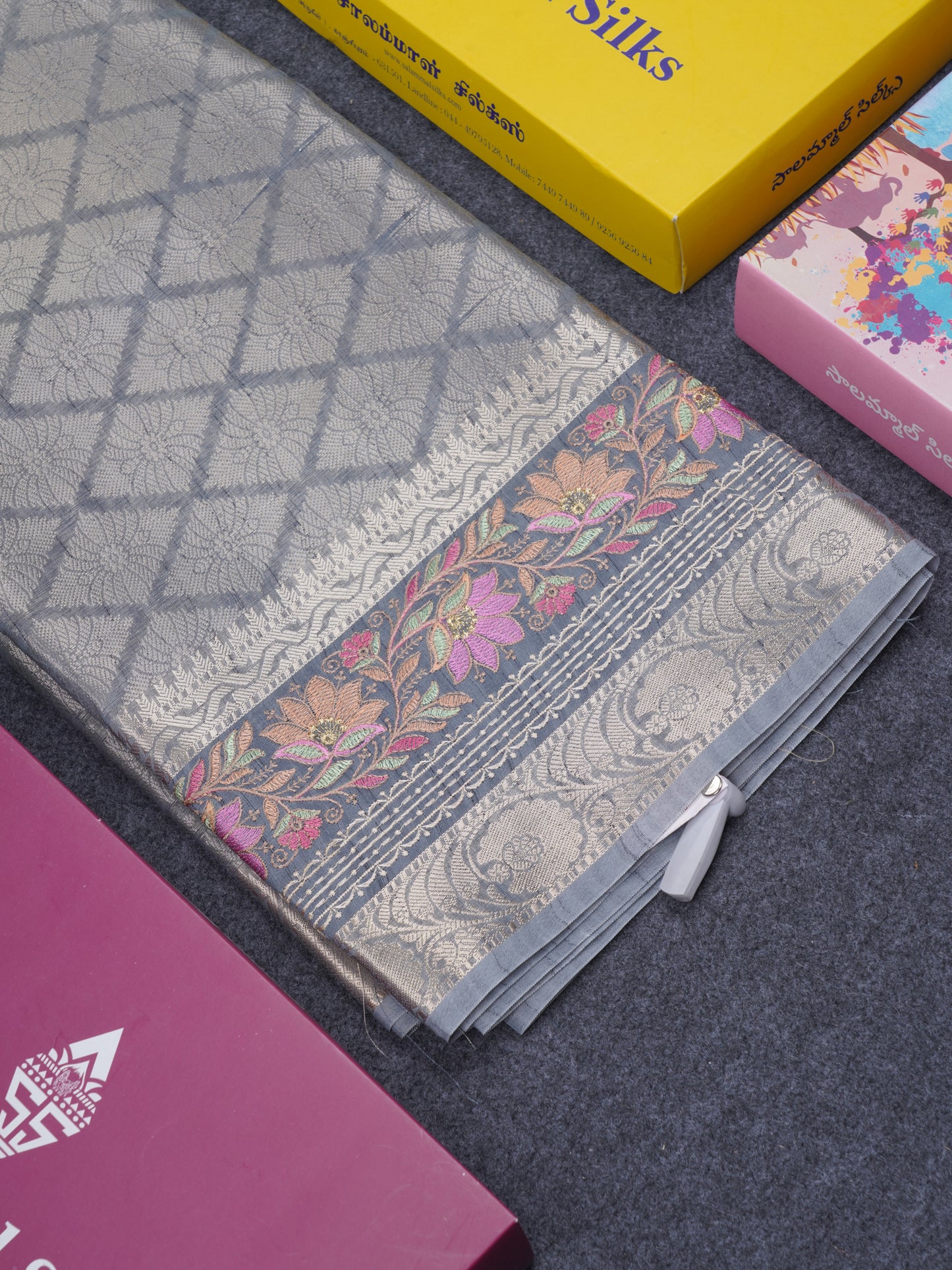 Light Violet Semi Tussar Fancy Saree With Embroidery Border