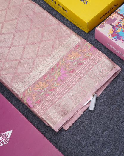 Light Violet Semi Tussar Fancy Saree With Embroidery Border