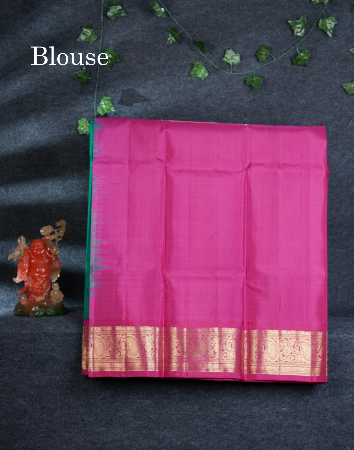 Pure Silk Pattu Pavadai (Saffire Green) With Contrast Pink Blouse 45"