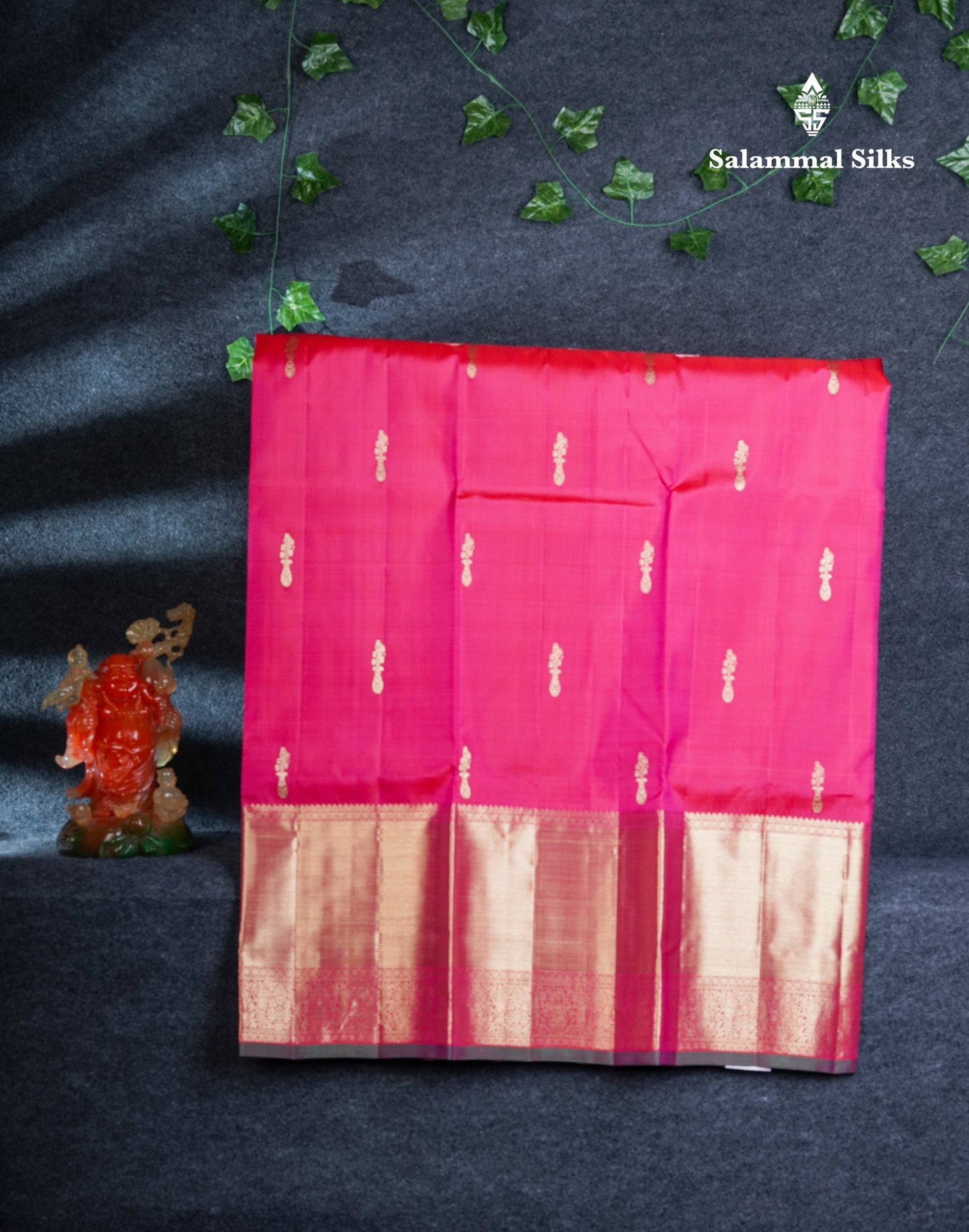 Pure Silk Pattu Pavadai (Dual Tone Pink) With Contrast Green Blouse 45"