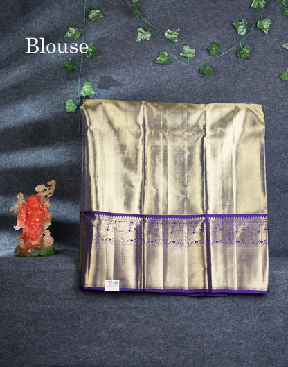 Pure Silk Pattu Pavadai Tissue (Gold) With Contrast Violet Blouse 45"