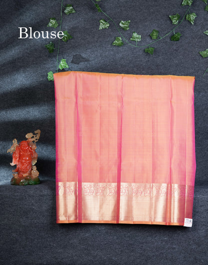 Pure Silk Pattu Pavadai (Magenta Pink) With Contrast Dual Tone Orange Blouse 45"