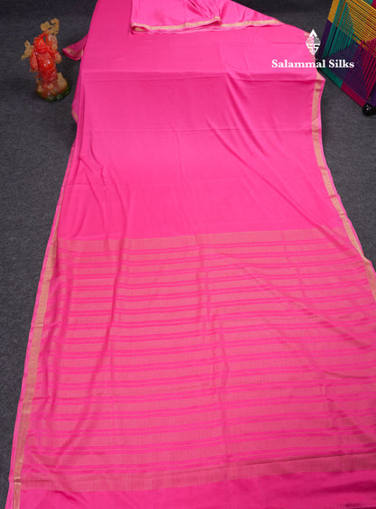 Beautiful Lavender Plain Semi Mysore Silk Saree With Small Traditional Zari Border