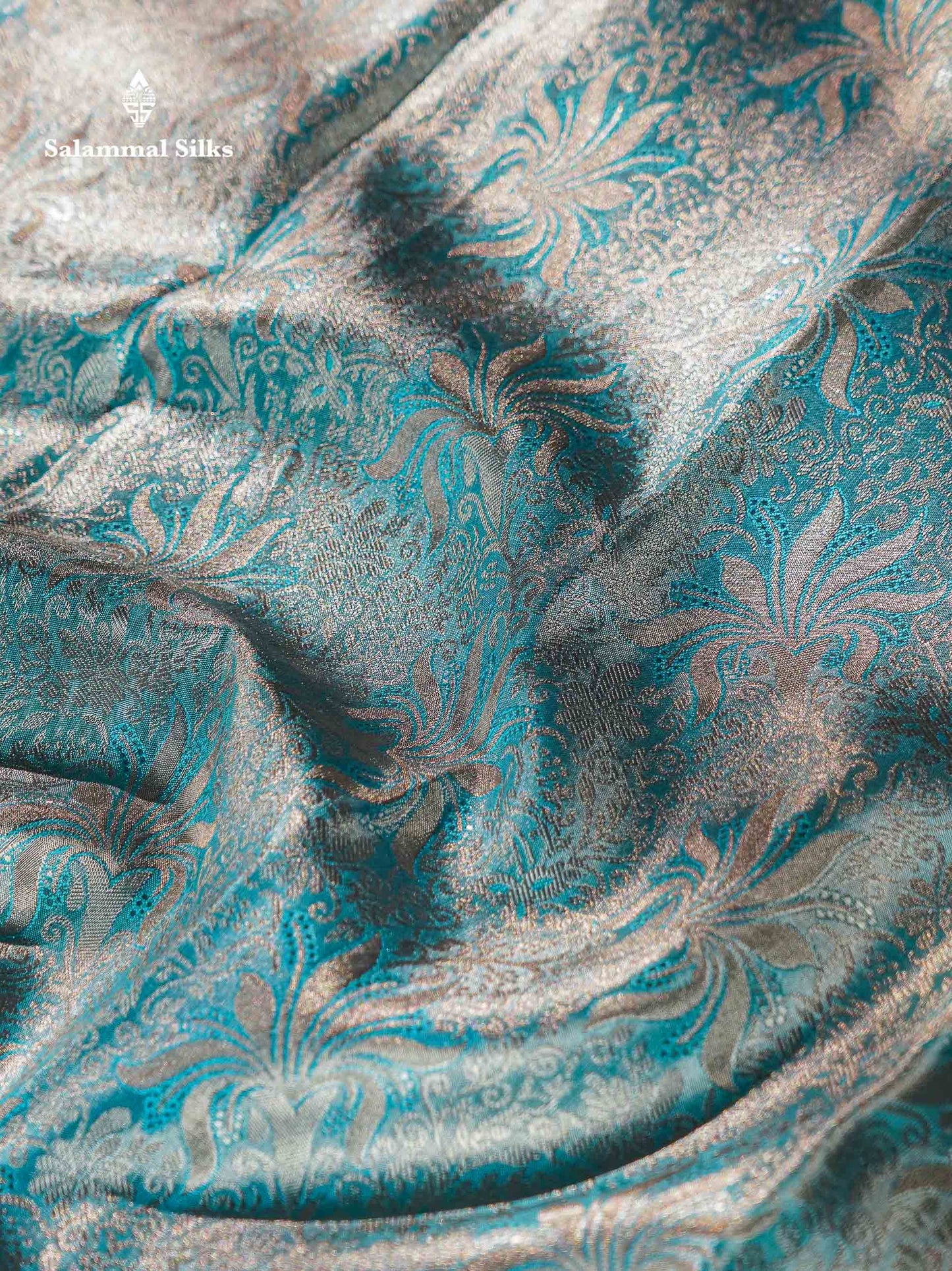 Beautiful Silver Tissue Bridal Pure Kanjivaram Silk Saree With Ccontrast Sky Blue Traditional Evening Morning Border