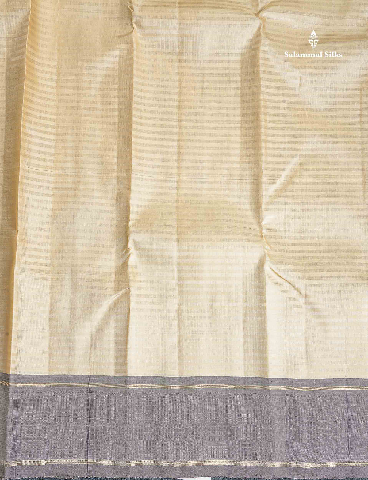 2G Zari Pure Kanjivaram Silk Saree - Beige Colour Body With Contrast Light Grey Gap Border