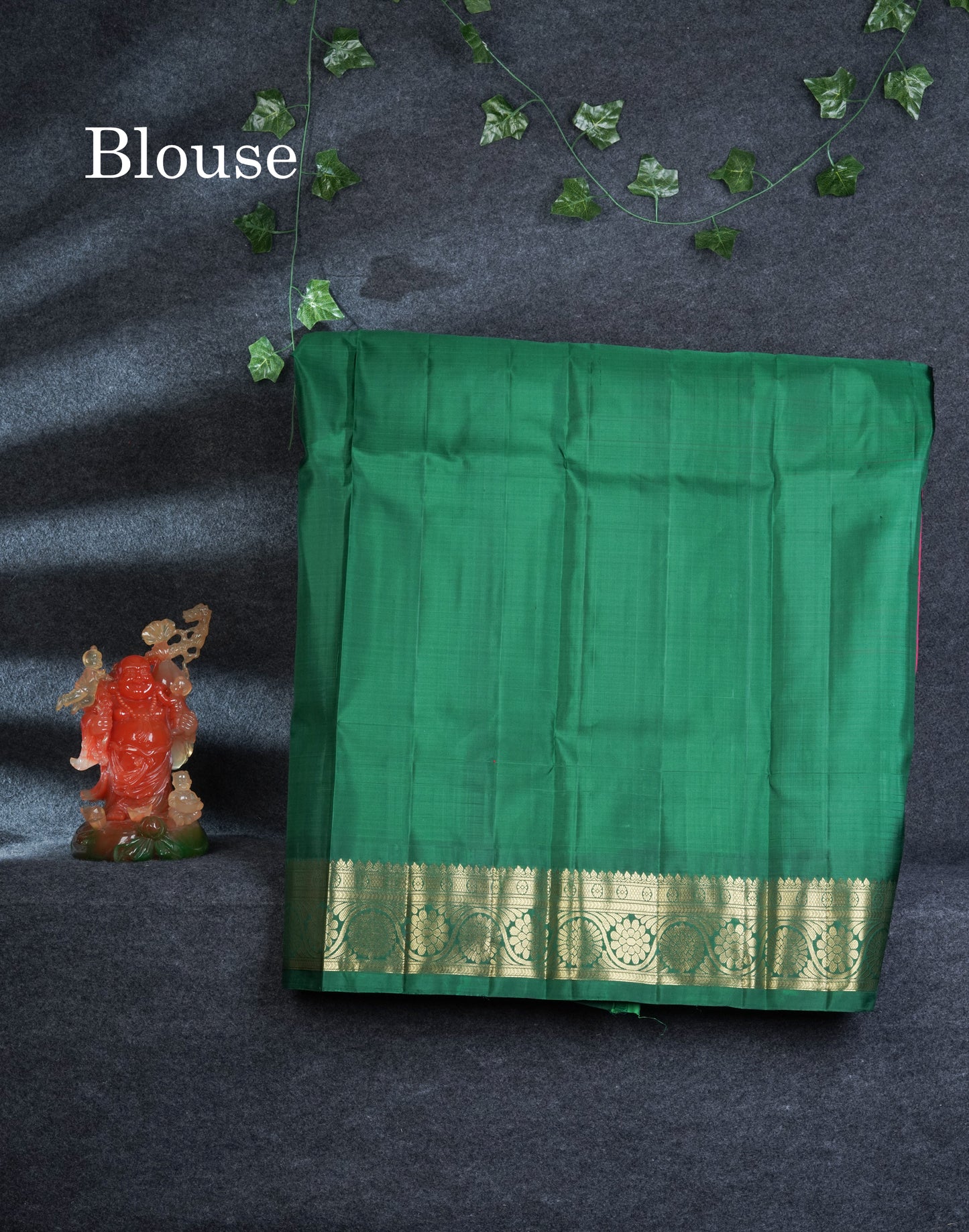 Pure Silk Pattu Pavadai Small Checks (Pink) With Contrast Bottle Green Blouse 44.5"