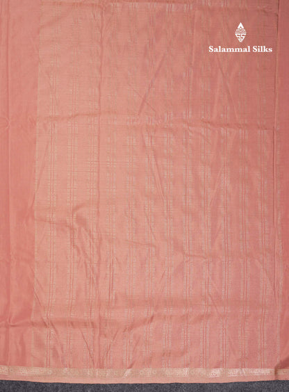 Beautiful Light Chocolate Plain Semi Mysore Silk Saree With Small Traditional Zari Border