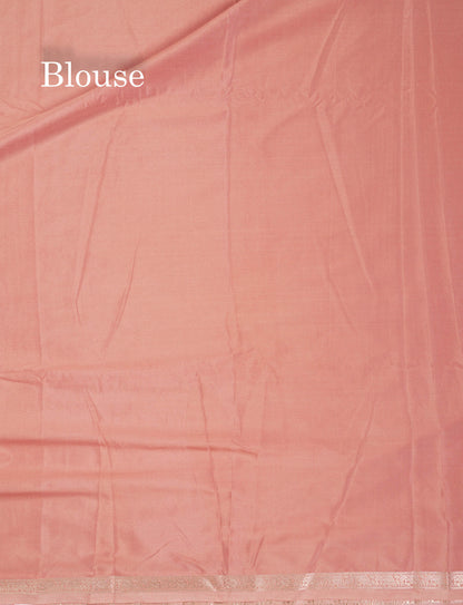 Beautiful Light Chocolate Plain Semi Mysore Silk Saree With Small Traditional Zari Border