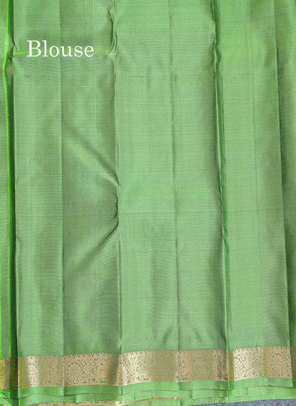 Pure Mix Silk Saree - Light Grey Colour Body Zari Butta With Light Green Small Border