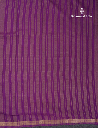 Beautiful Violet Plain Semi Mysore Silk Saree With Small Traditional Zari Border
