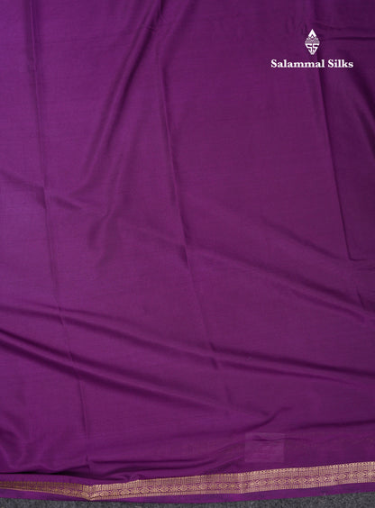 Beautiful Violet Plain Semi Mysore Silk Saree With Small Traditional Zari Border
