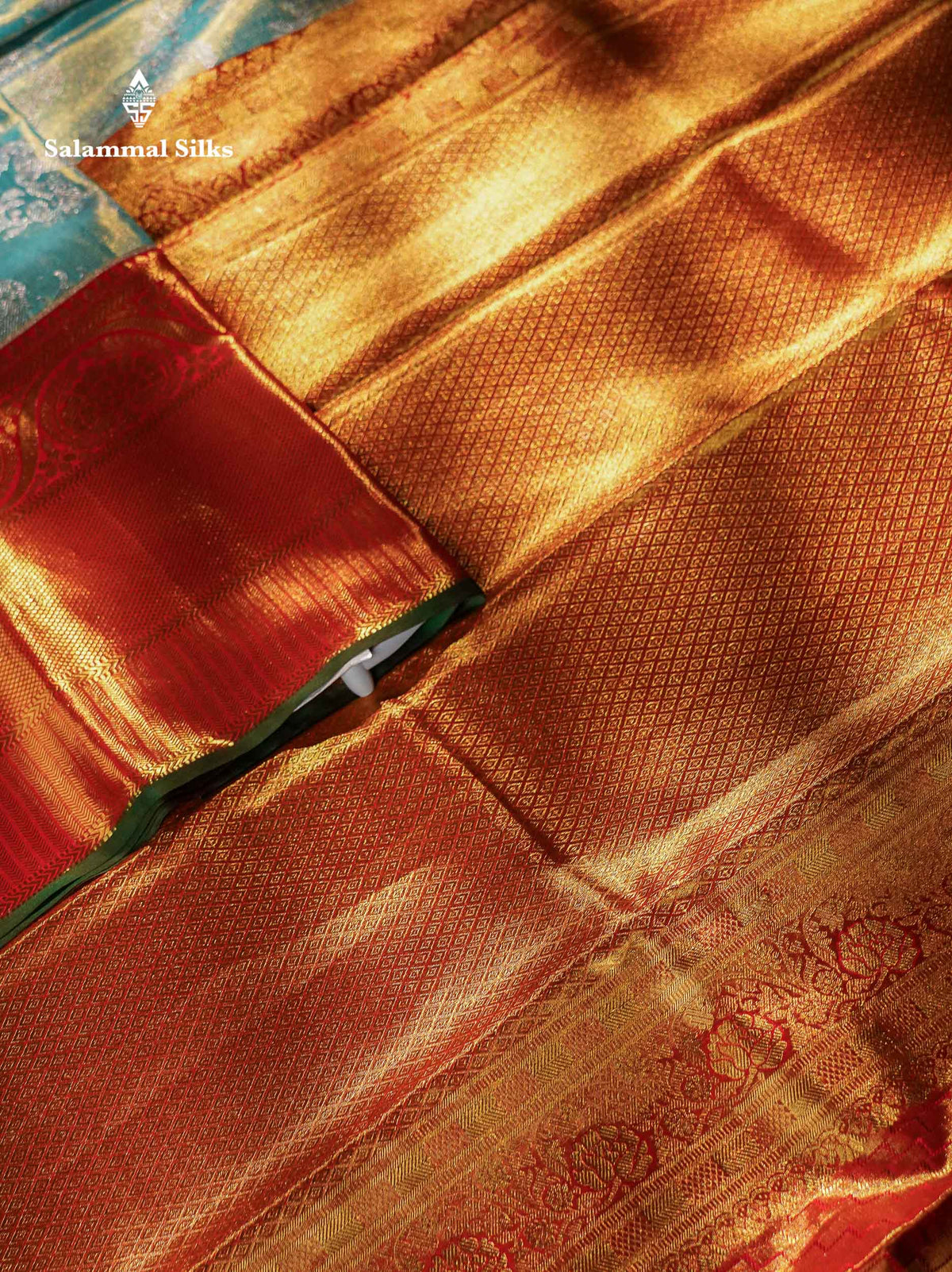 Beautiful Rexona Green Tissue Pure Kanjivaram Silk Saree With Contrast Red Border