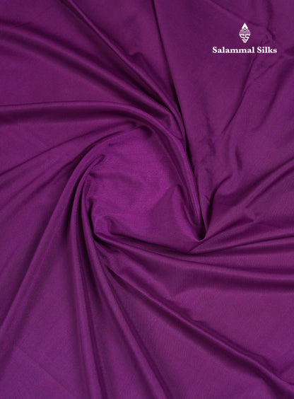 Beautiful Violet Plain Semi Mysore Silk Saree With Small Traditional Zari Border