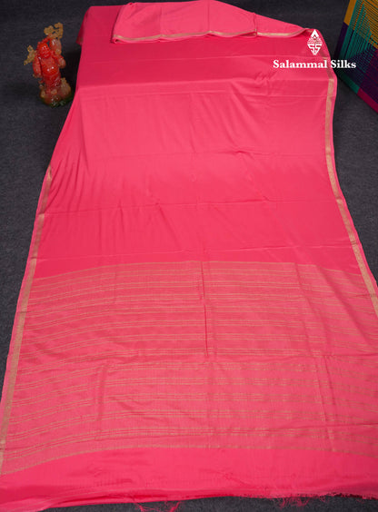 Beautiful Half White Plain Semi Mysore Silk Saree With Small Traditional Zari Border