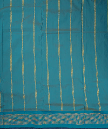 11 Yards Semi Silk Saree Rexona Green with Contrast Sapphire Green Traditional Border