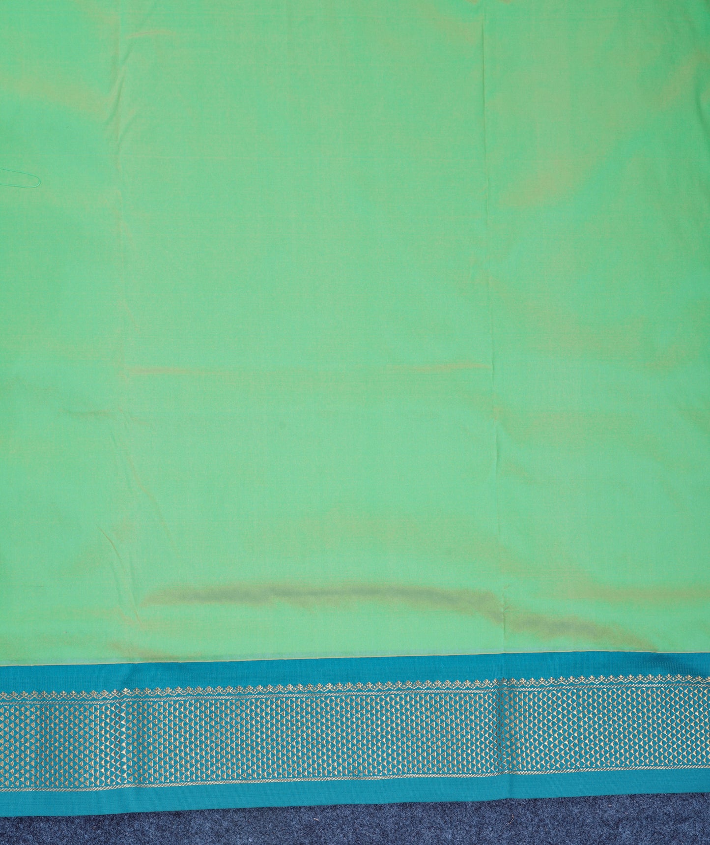 11 Yards Semi Silk Saree Rexona Green with Contrast Sapphire Green Traditional Border