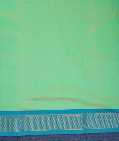 11 Yards Semi Silk Saree Rexona Green with Contrast Sapphire Green Traditional Border