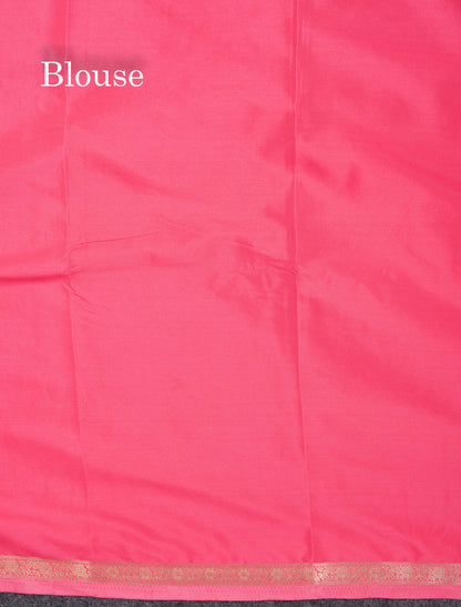 Beautiful Half White Plain Semi Mysore Silk Saree With Small Traditional Zari Border