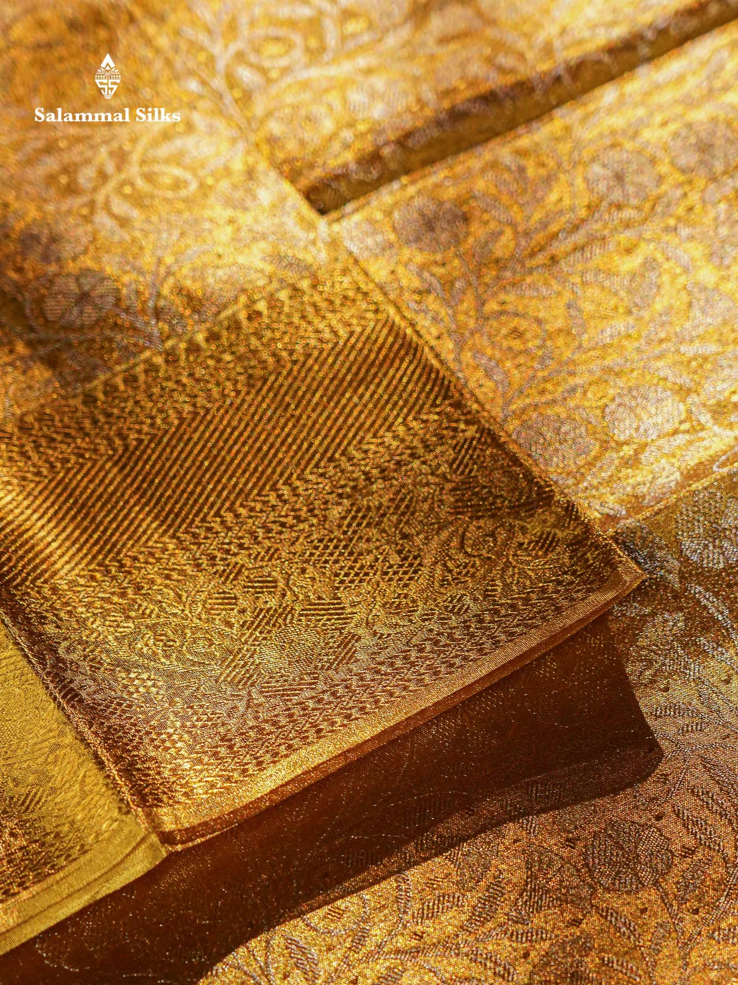 Beautiful Gold Tissue Bridal Pure Kanjivaram Silk Saree With Traditional Border