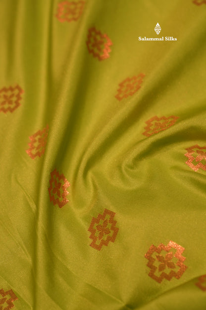 Bottle Green  Colour Semi Silk Saree With Copper Zari Border