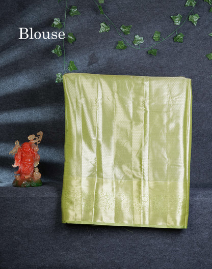 Semi Silk Pattu Pavadai Tissue (Violet) With Contrast Parrot Green Blouse 45"