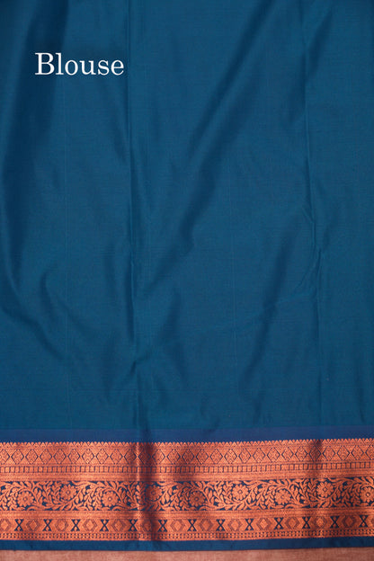 Bottle Green  Colour Semi Silk Saree With Copper Zari Border