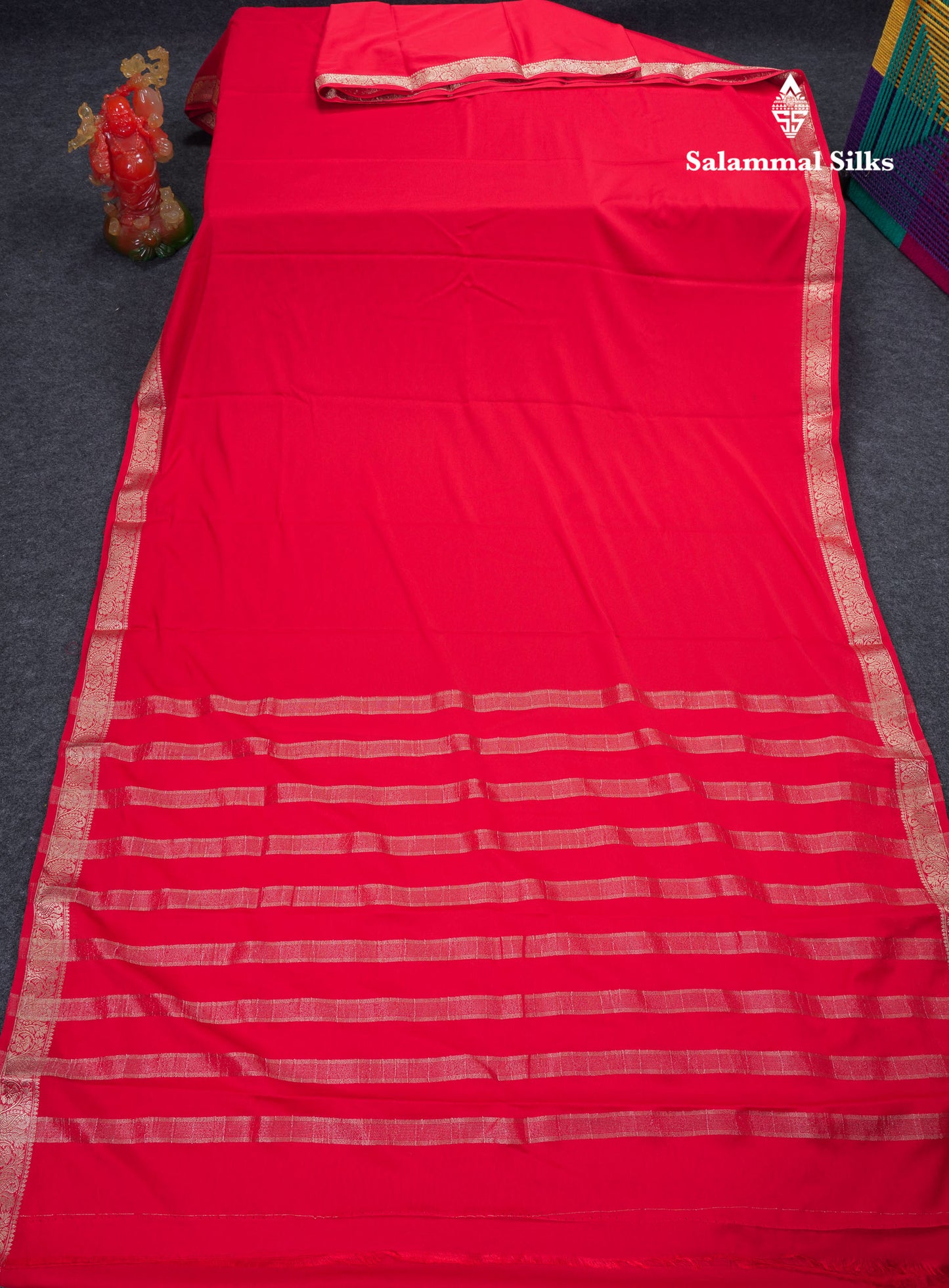 Beautiful Mustard Yellow Plain Semi Mysore Silk Saree With Small Traditional Zari Border