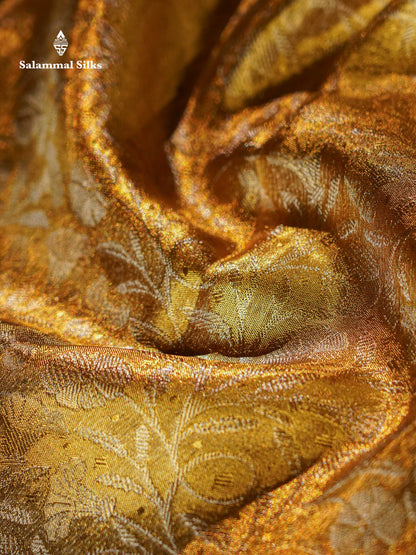 Beautiful Gold Tissue Bridal Pure Kanjivaram Silk Saree With Traditional Border
