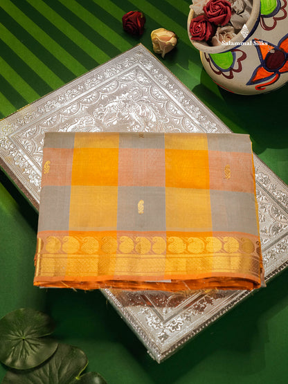 Multicolour Pure Silk Cotton Saree With Traditional Border