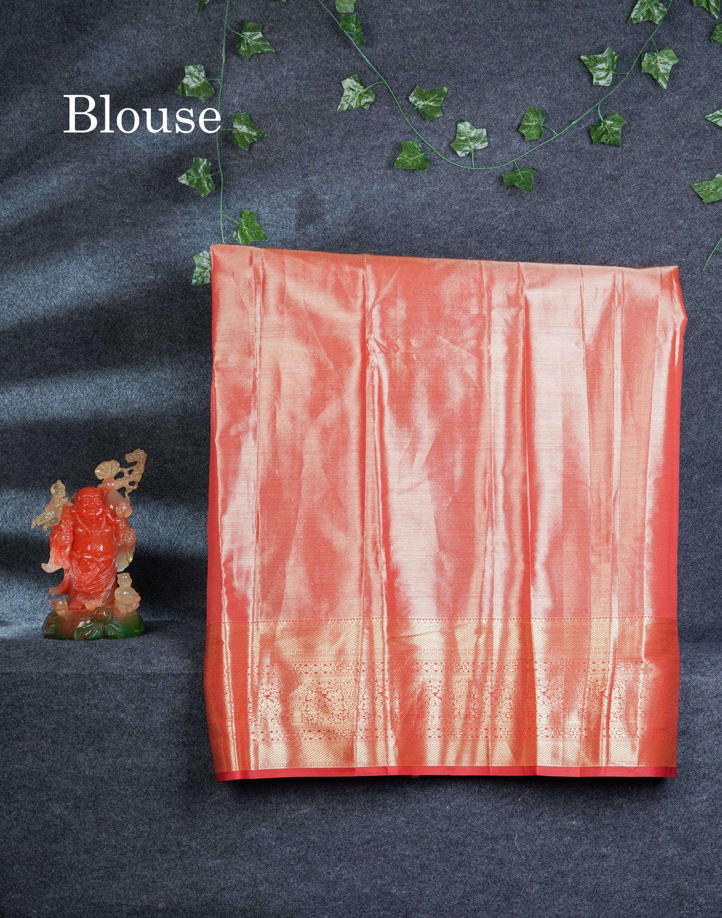 Semi Silk Pattu Pavadai Tissue (Manthulir Green) With Contrast Chilly Red Blouse 45"
