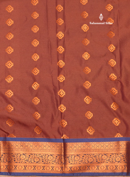 Bottle Green  Colour Semi Silk Saree With Copper Zari Border