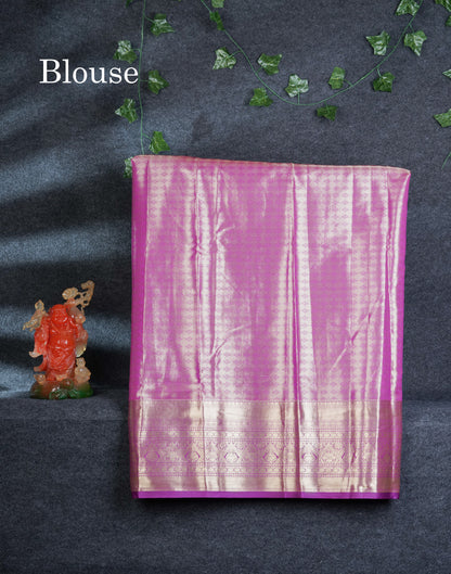Semi Silk Pattu Pavadai Tissue (Sea Green) With Contrast Dark Purple  Blouse 45"
