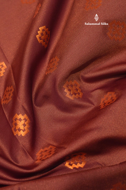 Bottle Green  Colour Semi Silk Saree With Copper Zari Border