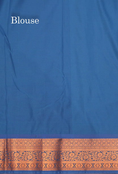 Bottle Green  Colour Semi Silk Saree With Copper Zari Border