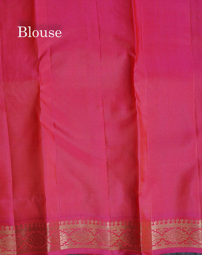 Pure Mix Silk Saree - Peach Colour Body Zari Butta With Contrast Pink Small Border